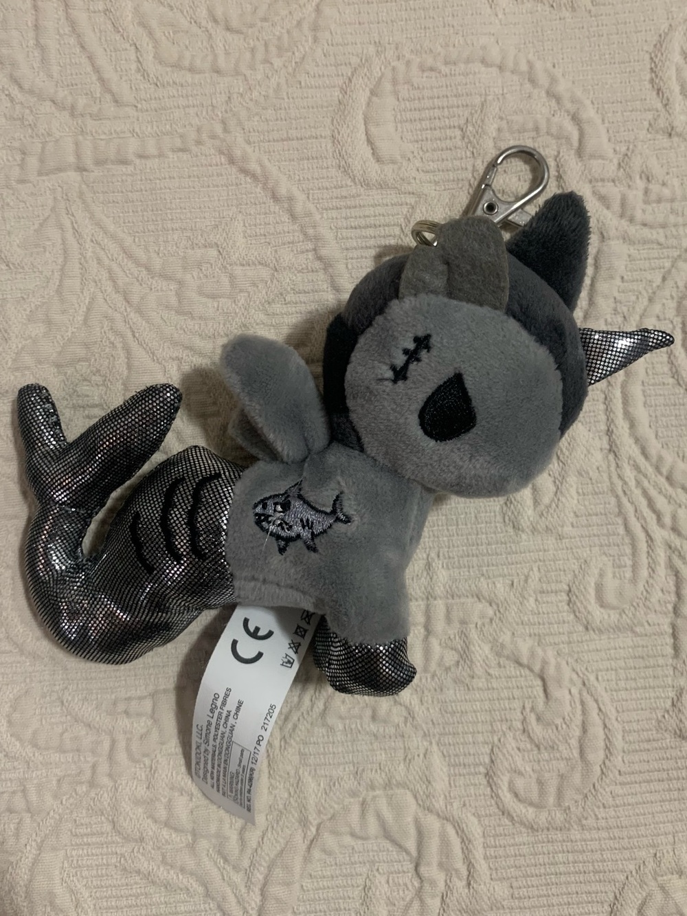 Tokidoki Gray Sharkbite Mermicorno Small Collectible Plush Clip-On Keychain